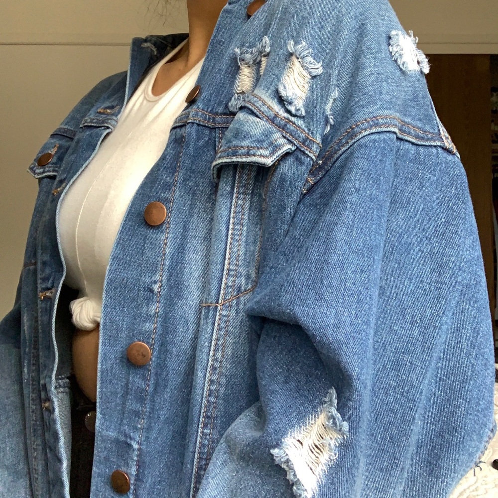 Off Oversized Jean Jacket | Ripped